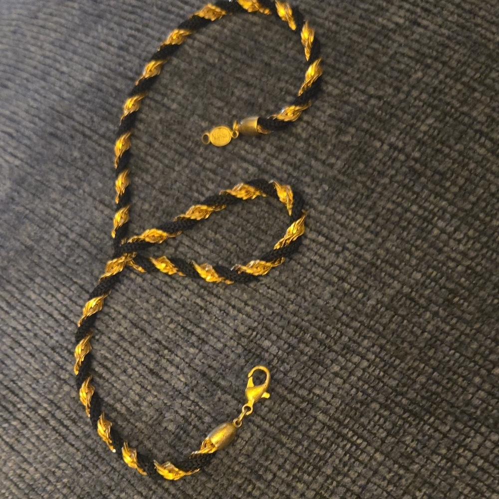 Stylish Black and Gold Rope Necklace